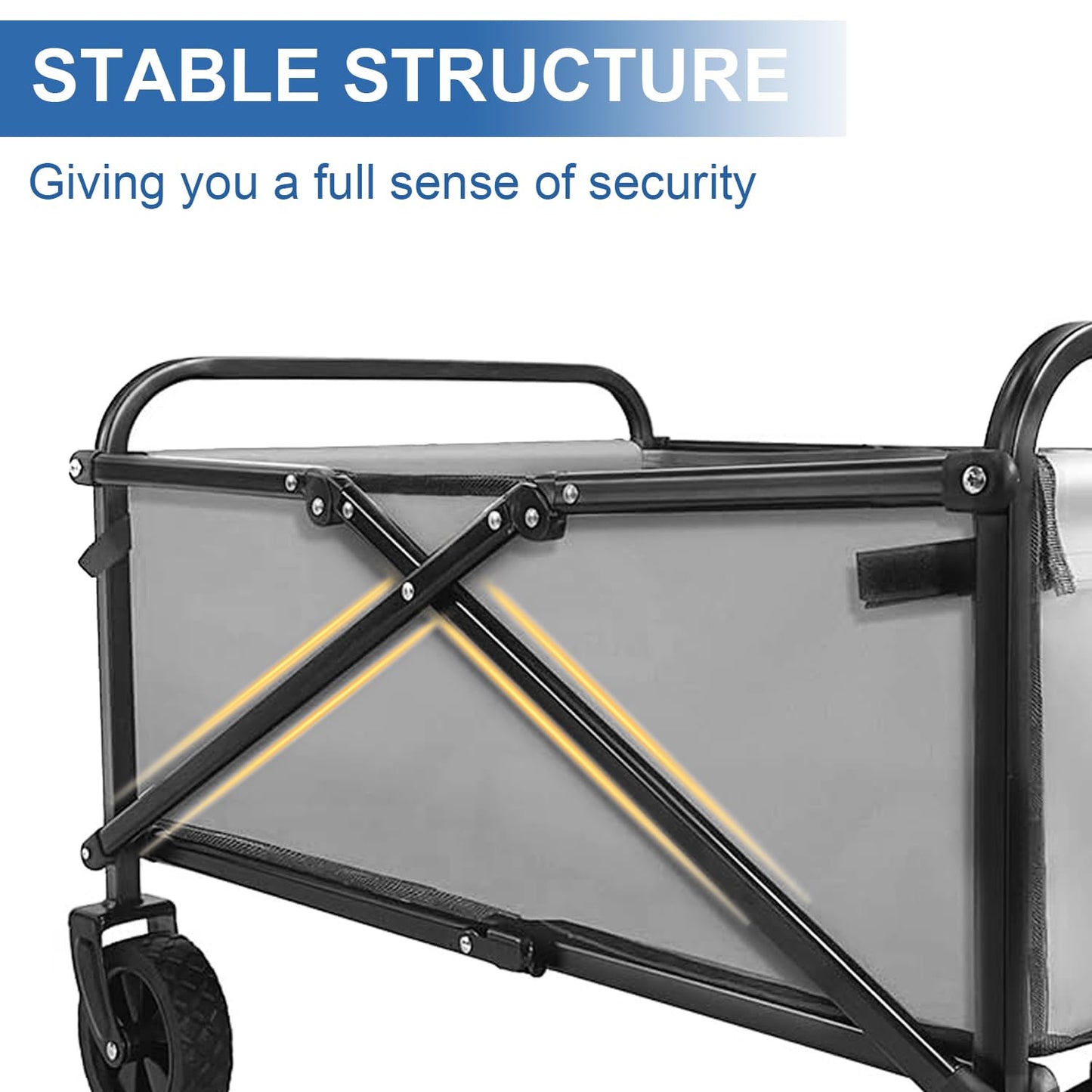 Collapsible Foldable Wagon, Beach Cart Large Capacity, Heavy Duty Folding Wagon Portable, for Outdoor Sports, Shopping, Camping, Gray