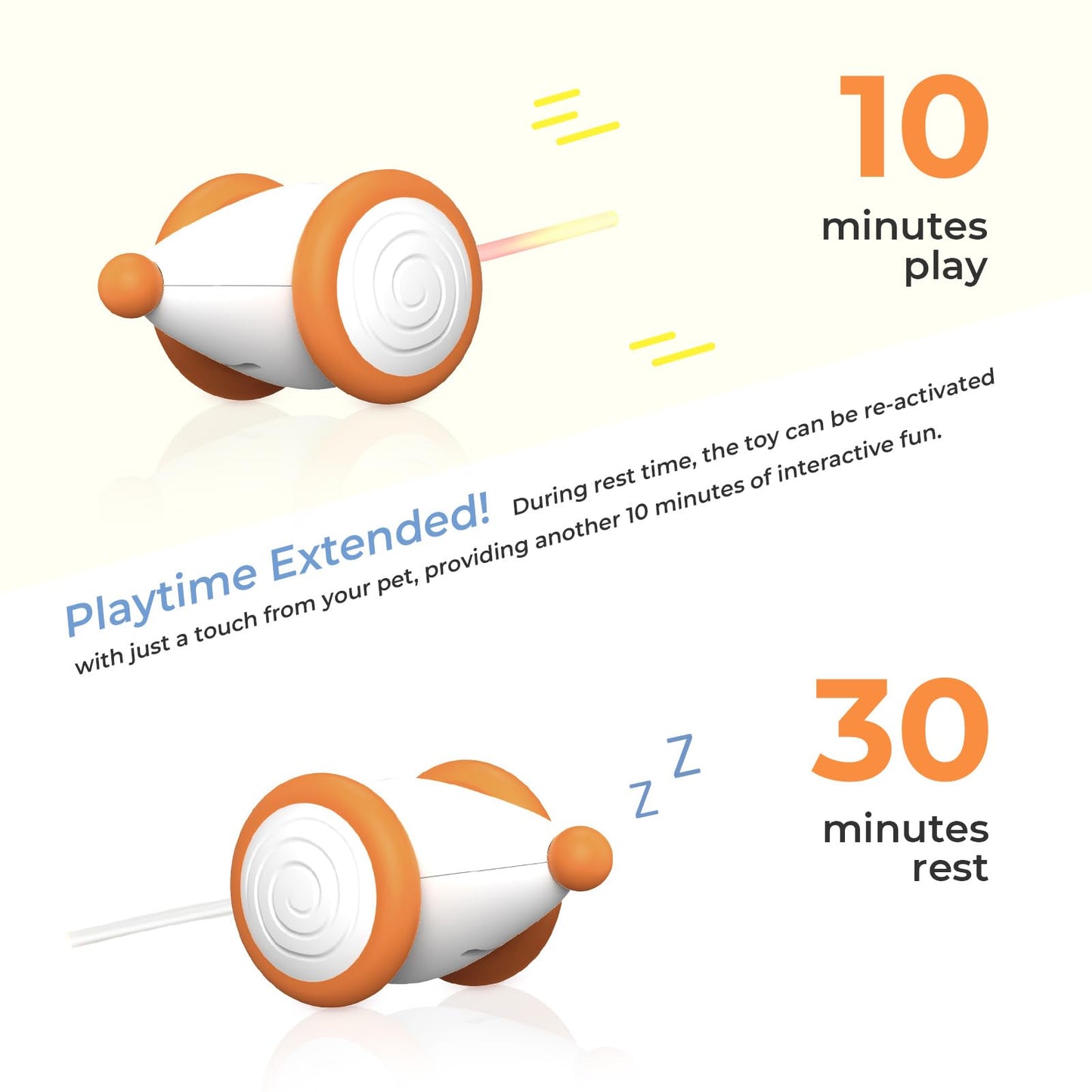 Cheerble Interactive Cat Toys for Indoor Cats, Automatic Cat Toy with LED Lights, Wicked Mouse Toys, Kitten Toys, Pet Supplies, Smart Electric Cat Toy, USB Rechargeable, Auto On/Off(Yellow)