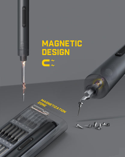 Fanttik E1 Pro 3.7V Mini Electric Screwdriver, Precision Screwdriver Set with LED Light, 24 Magnetic Bits, Max. 3 N.m, Magnetic Storage, 5/32''Hex, Repair Tool Set for Phone Camera Laptop Watch