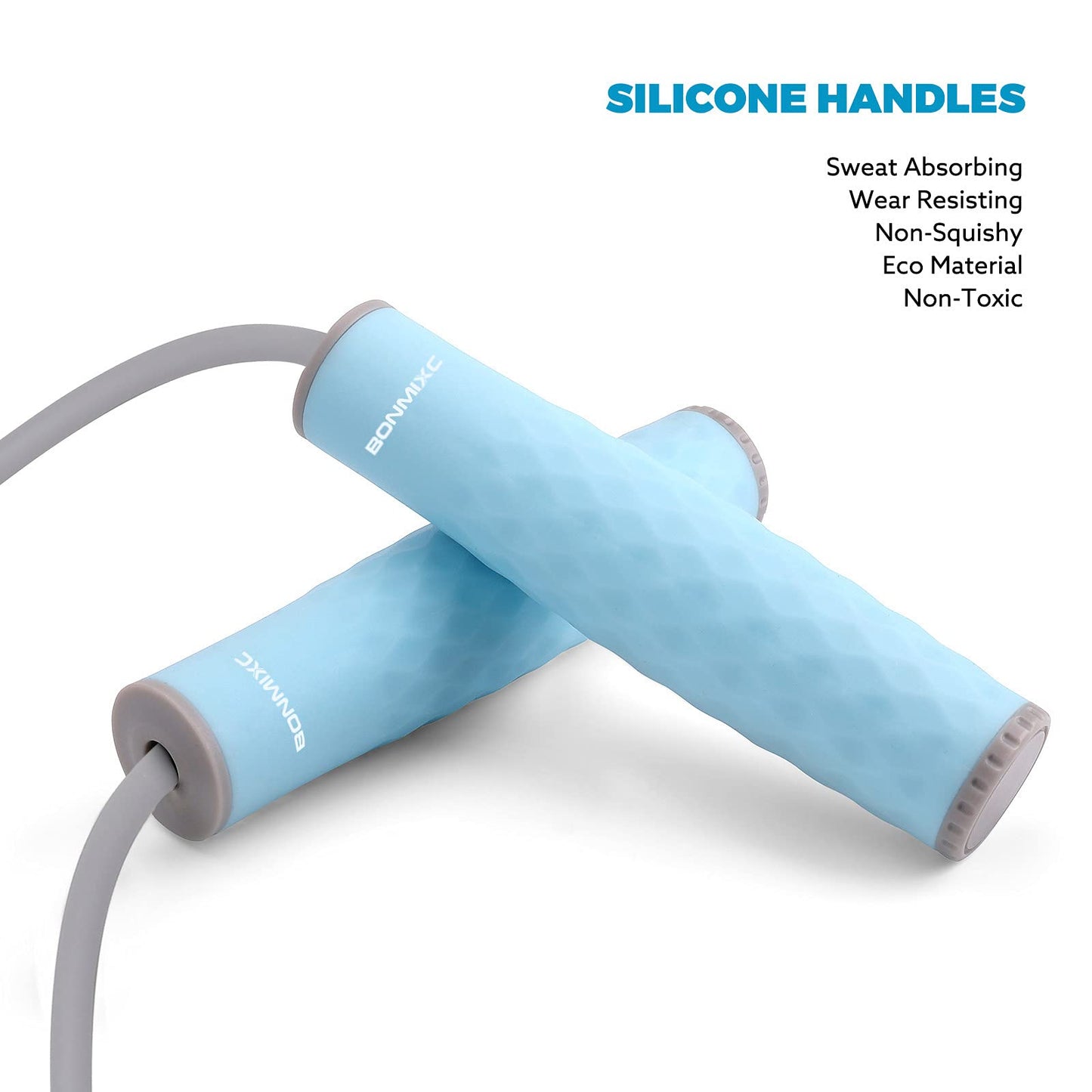 BONMIXC Weighted Jump Rope 1-LB Heavy Jump Rope For Women Silicone Handles Adjustable Length Skipping Rope Exercise for Fitness Masters