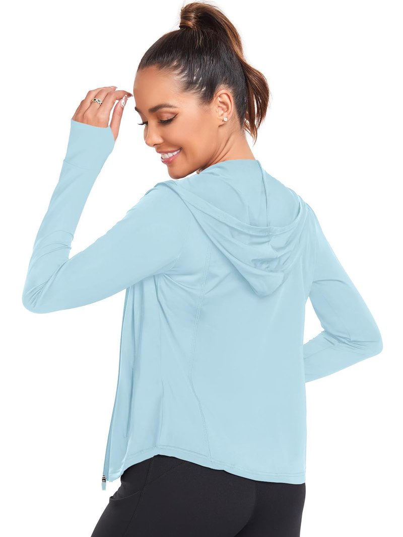 Women's UPF 50+ Zip Up Hoodie Light Weight UV Jacket Sun Protection Workout Long Sleeve Athletic Jackets HH2302 Blue M