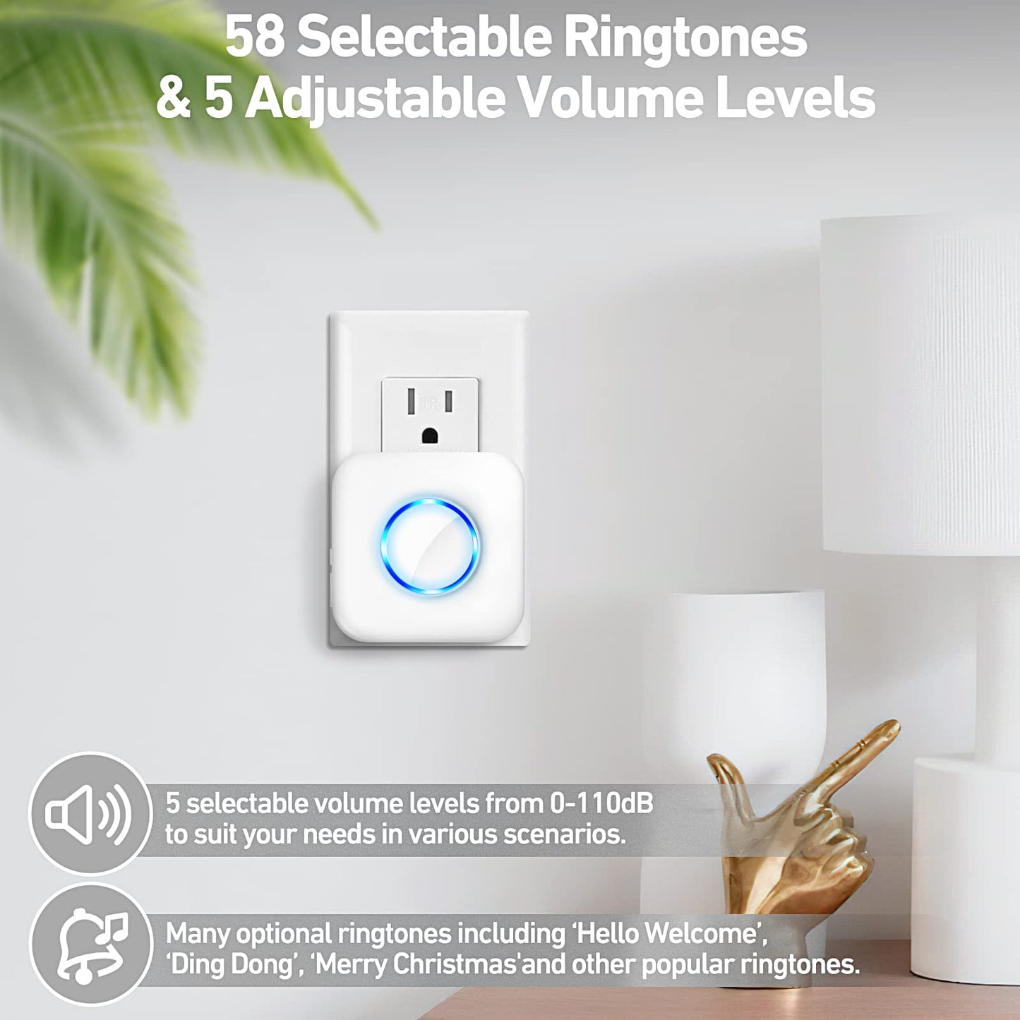 Door Chime, Satisure Wireless Door Open Contact Sensor Alarm Chime with 600 FT Range 58 Chimes 5 Volume Levels LED Indicators, Door Ringer Alert for Business/Store/Home/Office When Entering