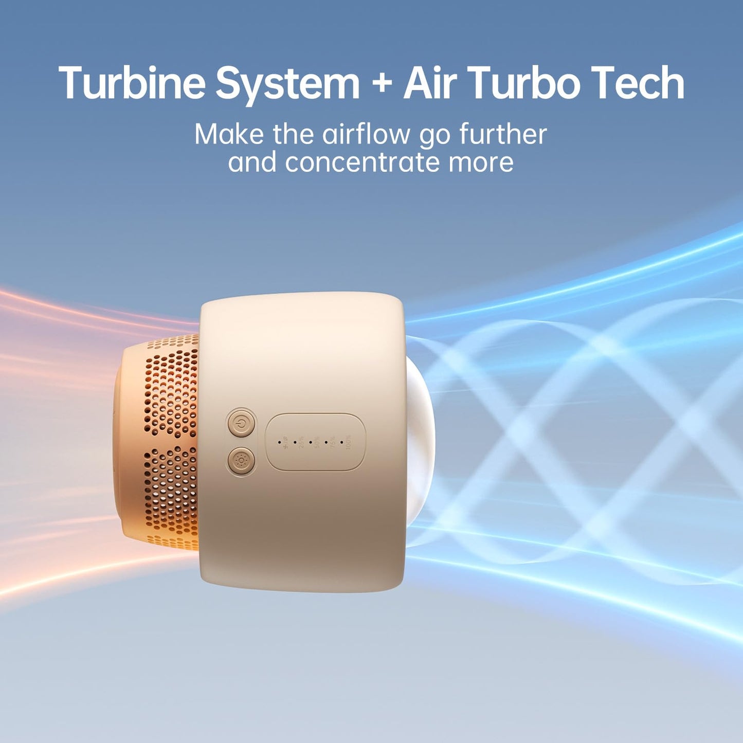 JISULIFE Stroller Fan Baby Large, Safe Bladeless for Crib, Desk, Portable Battery Rechargeable Cooling Fan with Air Turbo Tech, Night Light, Food-Grade Gift for Mom/Dad/Friend - Brown