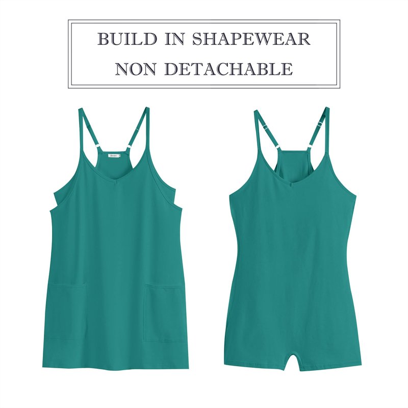 ANRABESS Women Athletic Dress Summer Tennis Workout Active Sports Mini Romper Dress Built in Shorts Travel Vacation Clothes Teal Small