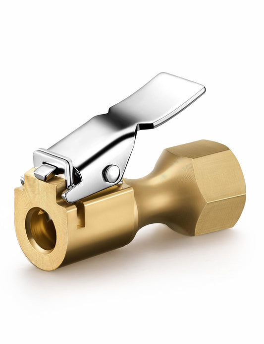 AstroAI 4 Pack Air Chuck, Heavy Duty Closed Flow Lock On Tire Chuck with Clip for Inflator Gauge Compressor Accessories, Yellow