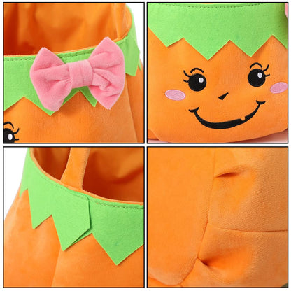 THOVSMOON Halloween Trick or Treat Bags Candy Basket Tote, Gift Bucket for Halloween Party Favor Supplies (Pumpkin)