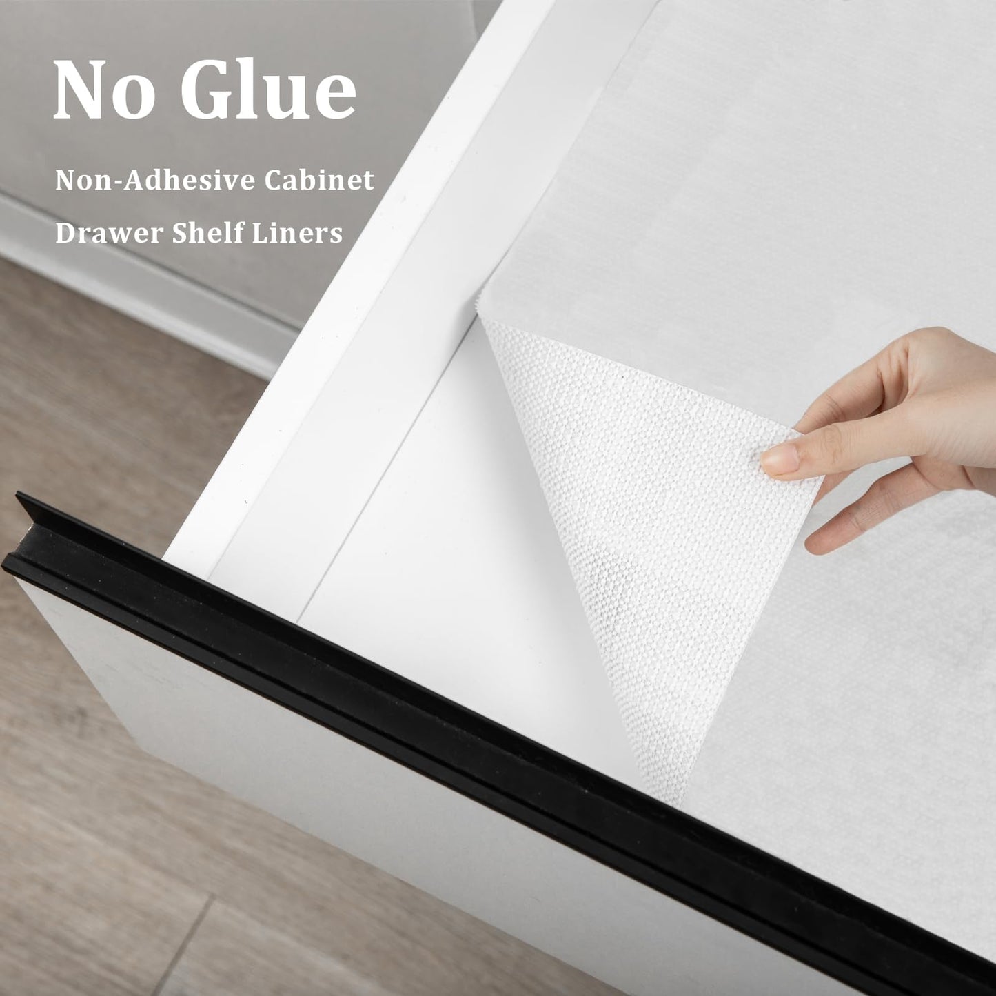 Drawer Shelf Liner for Kitchen Cabinets, Non Adhesive Slip Resistant Shelf Paper Easy to Clean, Strong Grip Thickened Waterproof Washable Mats for Pantry Shelves Cupboard Dresser(White, 12 in x 10 FT)