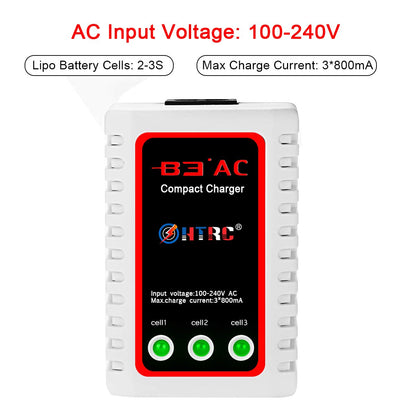 Haisito B3 Lipo Battery Charger for 2-3S Batteries Pack (7.4V,11.1V), Compact Airsoft Battery Balance Fast Charger (100-240V) for RC Quadcopter RC Drone Car Boat (White)