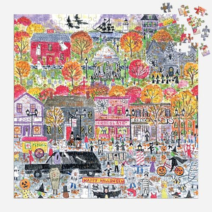 Galison Halloween Parade – 500 Piece Michael Storrings Jigsaw Puzzle Featuring Artwork of A Spooky and Festive Halloween Parade in Salem Massachusetts