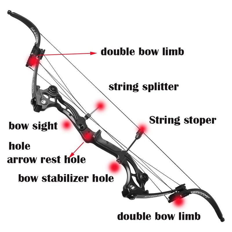 Bowfishing Recurve Bow American Hunting Bows 40-55 Lbs Adjustable Compound Bow Lever Bow IBO 320FPS for Outdoor Hunting Shooting Fishing (Only Green Bow)