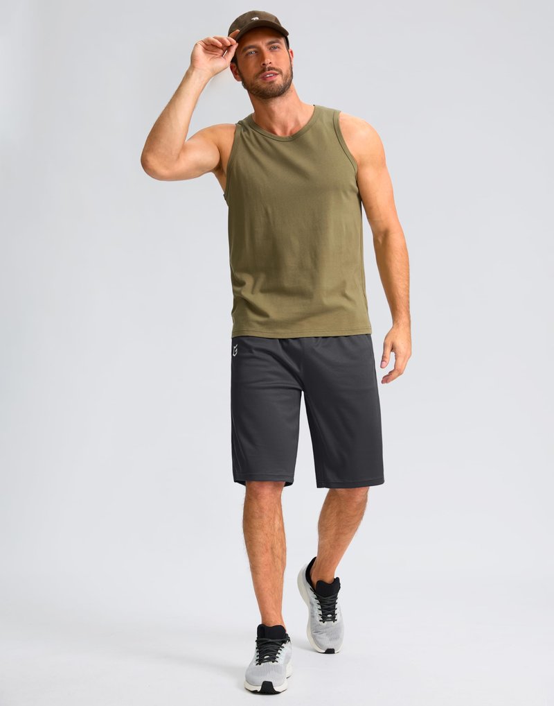 G Gradual Men's Athletic Shorts with Pockets 11" Long Basketball Shorts Lightweight Quick Dry Gym Workout Shorts for Men(Dark Gray,XXXL)