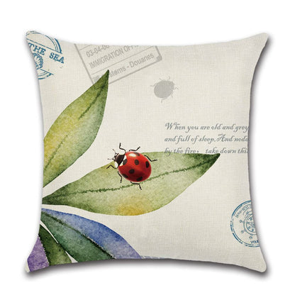 JOTOM Outdoor Decorative Cushion Covers 45x45 cm Waterproof Throw Pillow Covers Outdoor Cushions Butterfly Patio Garden Flower Pillowcases for Bench Sofa Indoor Decoration Set of 4 (Insects and Plant)