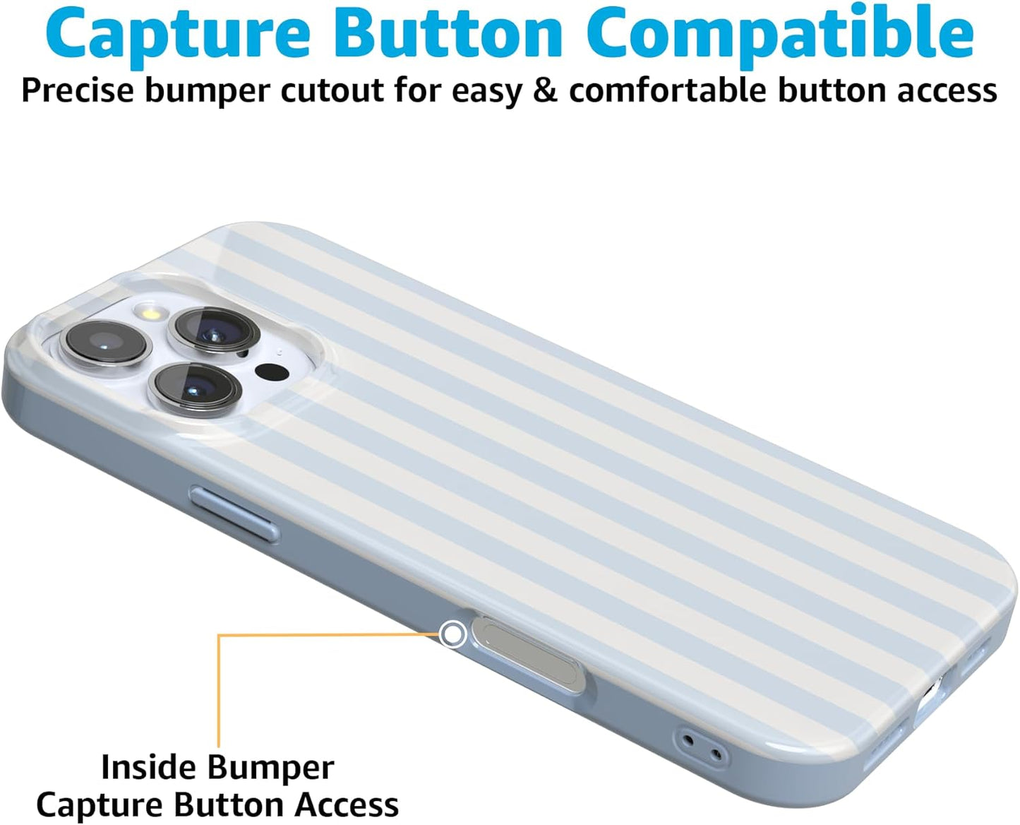 Casely iPhone 16 Pro Max Case | Blue Stripes | Sunday Best | Classic Ultra Slim Design | Compatible with MagSafe