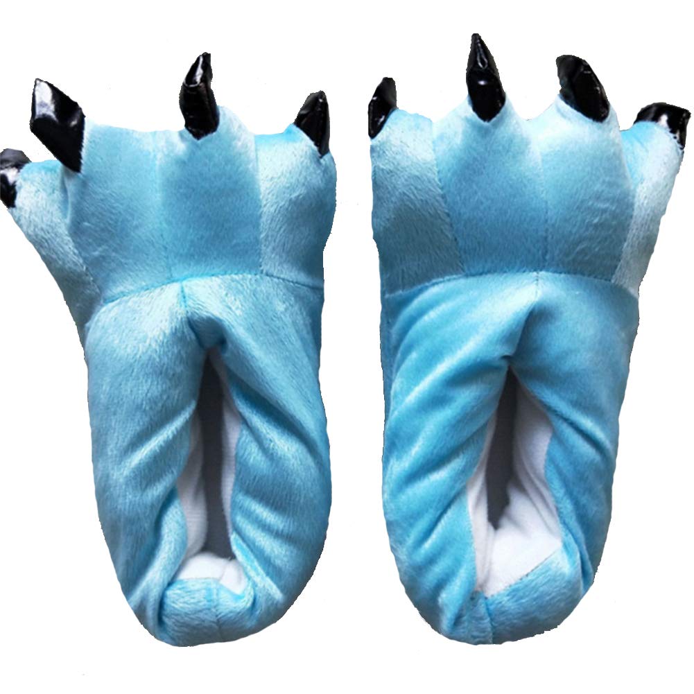 FashionFits Unisex Soft Plush Home Slippers Animal Costume Paw Claw Shoes Light Blue L