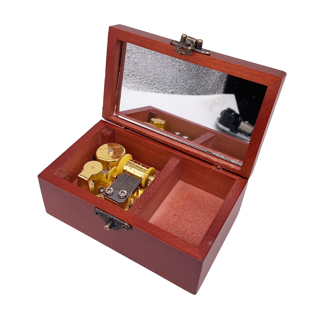 Youtang Nightmare Before Christmas Jewelry Music Box with Mirror Laser Engraved Wood Musical Box Wind up Musical Gift for Her Him Girlfriend Boyfriend (Melody: This is Halloween, Gold Movement)