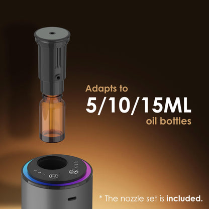 Waterless Essential Oil Diffuser, Diffuser,Portable Aromatherapy Diffuser,Light Show,3 Countdown Timers & 3 Mist Levels for Home, Room, Car, Office (Black)