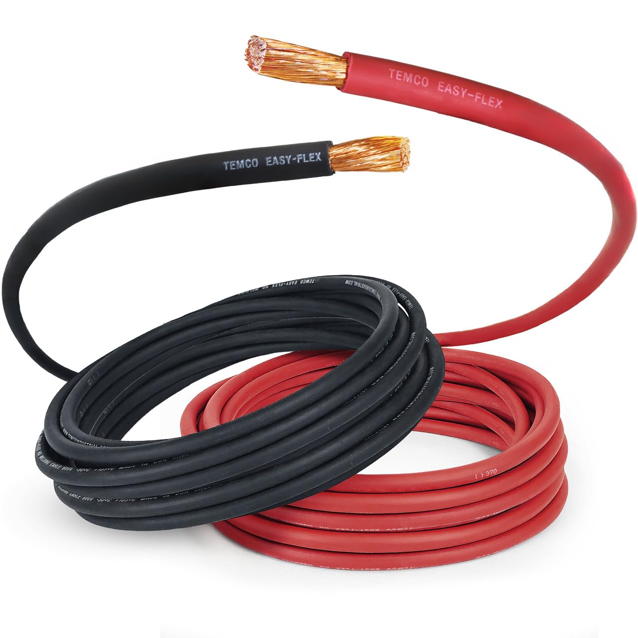 TEMCo 2/0 Gauge AWG 10 Ft Black + 10 Ft Red Flexible Pure Copper Made in USA Welding Cable Battery Wire - Heavy Duty Solar, Inverter, Car, RV, Truck