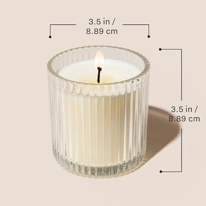 Sweet Water Decor Love You Ribbed Scented Candles - Soy Wax Candles with Lemon, Rosemary and Leafy Green for Home - Decorative Candle with 60 Hours Burn Time - 12Oz Ribbed Jar Wax Candles with Box