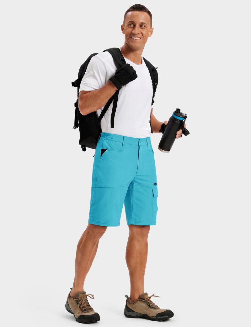 TACVASEN Shorts for Men Hiking Outdoor Shorts Quick Dry Casual Breathable Fishing Golf Dress Cargo Summer Shorts Ice Blue 36