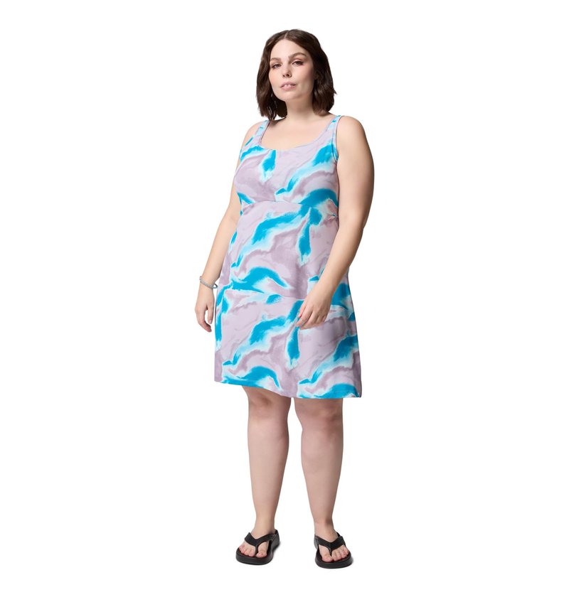 Columbia Womens PFG Freezer III Sun Dress, Lavender Pearl Heatmap, 1X