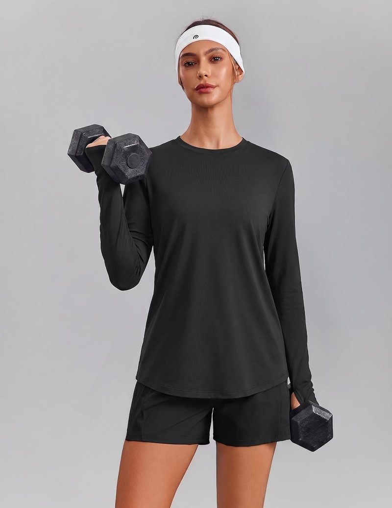 Soft Workout Tops for Women - UPF 50+ Sun Protection Quick Dry Running & Hiking Shirt with Thumb Holes