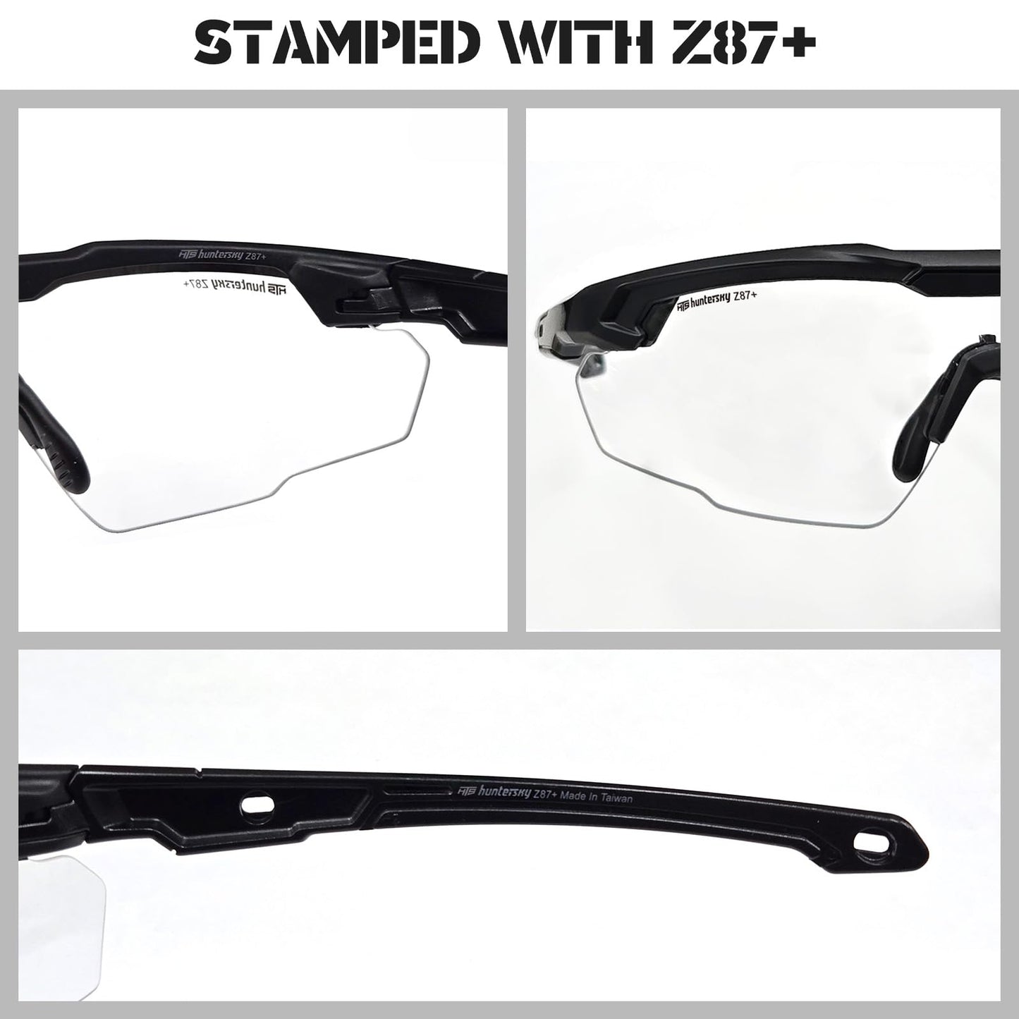 HTS HUNTERSKY S57 Smoke Grey Ballistic Tactical Shooting Glasses ANSI Z87+ UV400 Eyewear for Airsoft Range Security and Outdoor Sports, for Men and Women