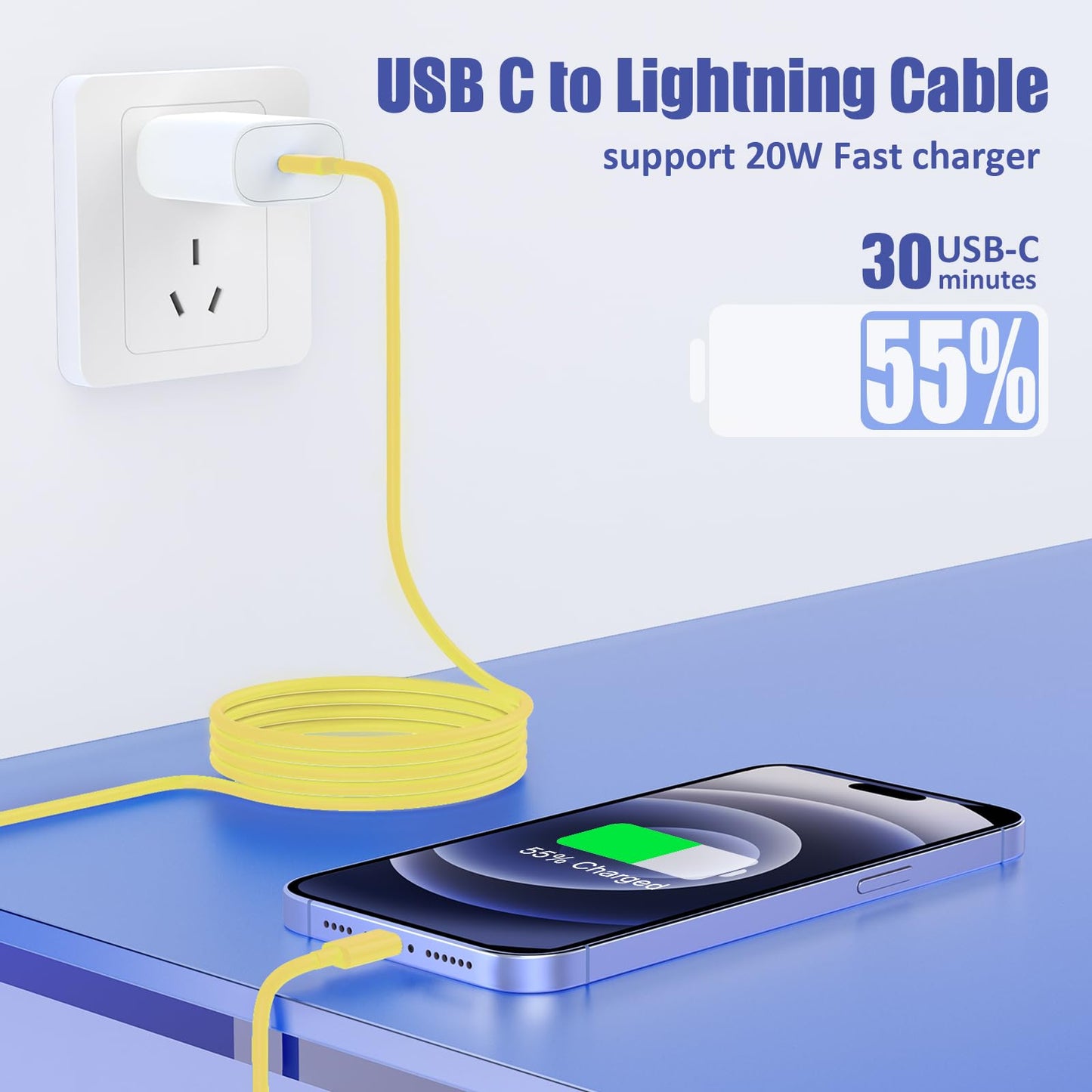 4Pack USB C to Lightning Cable 6FT, Fast Charging Cord for iPhone 14, Replacement for Apple Original Charger Cable for iPhone 14 13 12 11 Pro 11 XS MAX XR 8 7 6s Plus