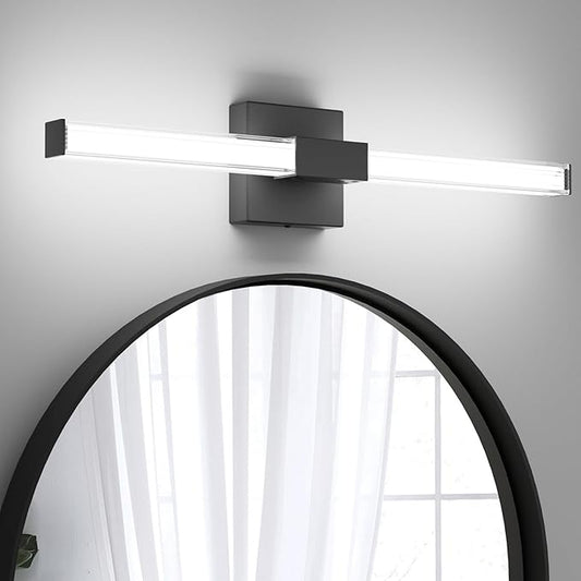 Ralbay 24inch Black Bathroom Vanity Light Bar 22W Modern LED Vanity Lights Matte Black Bathroom Wall Mounted Light Fixtures Over Mirror(5500K White Light)