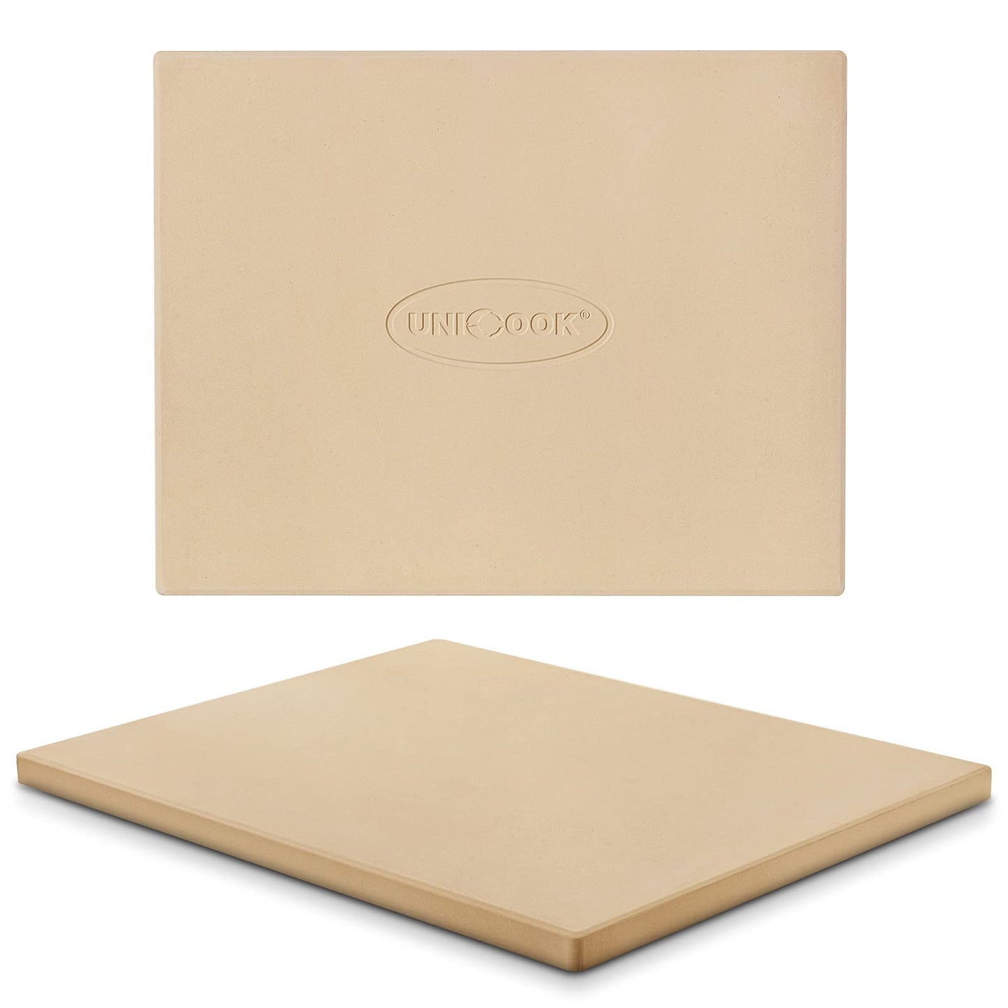 Unicook Pizza Stone, Cordierite Baking Stone for Oven and BBQ, Grilling Pizza Plate, Ideal for Making Bread, Cookies and More, Thermal Shock Resistant, Durable and Safe, Rectangular, 38 x 30 cm
