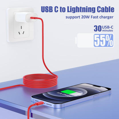 4Pack USB C to Lightning Cable 6FT, Fast Charging Cord for iPhone 14, Replacement for Apple Original Charger Cable for iPhone 14 13 12 11 Pro 11 XS MAX XR 8 7 6s Plus