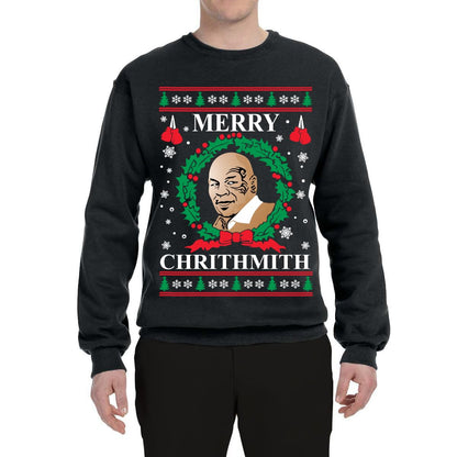Wild Bobby Merry Chrithmith Ugly Christmas Sweater Unisex Crewneck Graphic Sweatshirt, Black, Small