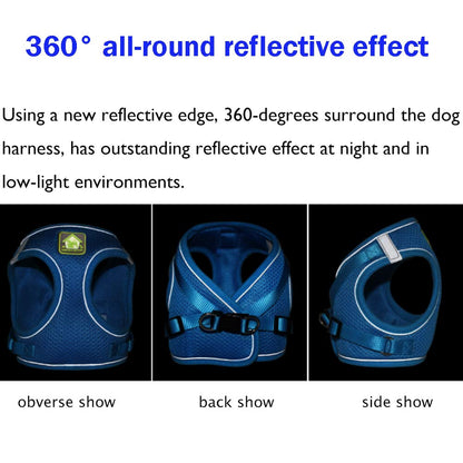 FEimaX Dog Harness and Leash Set, No Pull Breathable Soft Mesh Puppy Vest Harness Reflective Adjustable Pet Harnesses for Small Medium Dogs and Cats - Outdoor Easy Control for Walking
