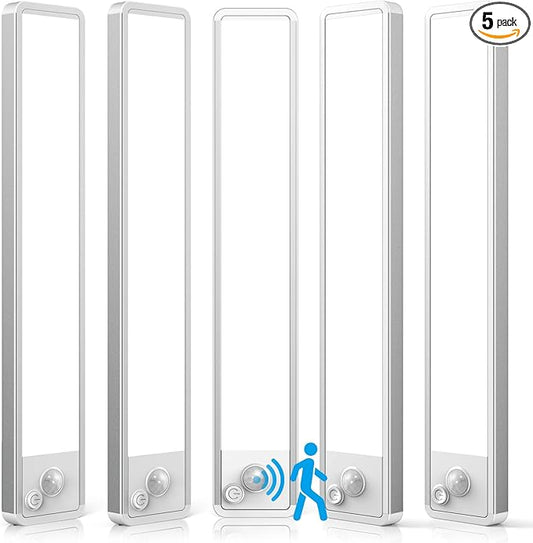 5 Pack Under Cabinet Lighting Wireless 14inch LED Motion Sensor Magnetic Light 2500maAh Rechargeable Indoor Closet Lights for Kitchen, Stairs Cool White