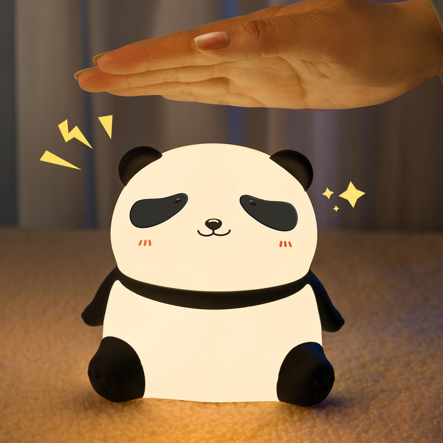 Panda Night Ligt, Night Light for Kids, LED Cute Toddler Night Light for Kids Room, 3 Level Dimmable Nursery Nightlights for Breastfeeding, Silicone Animal Night Lamp for Bedroom, Kawaii Room Decor