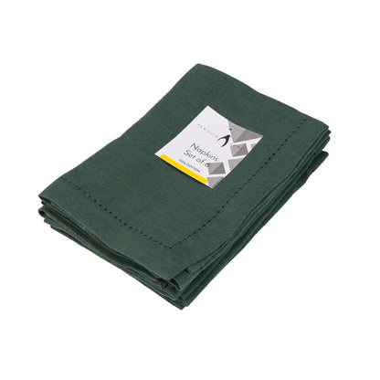 Penguin Home Hemstitched Pure Cotton Washable and Reusable Oversized Kitchen Cloth Napkins 6 Pack, Cloth Napkins for Table Dining, Events, Parties, Lunch - 50 x 50 cm, Solid Green, Set of 6 (GSM 190)