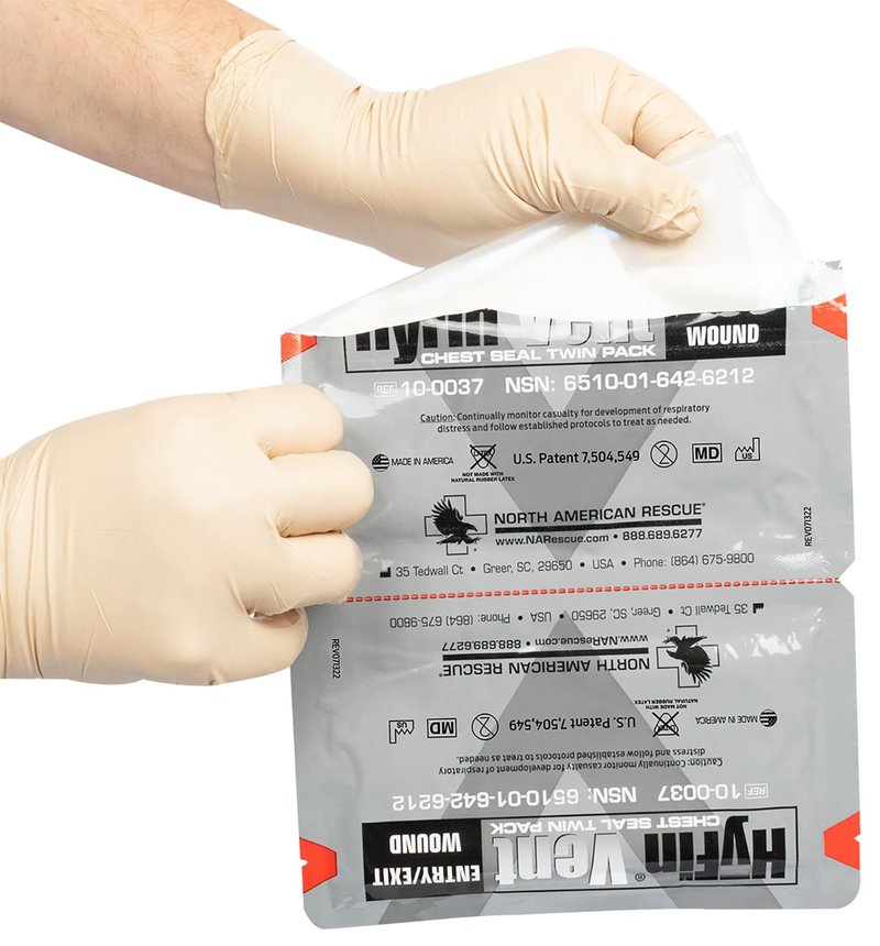 North American Rescue HyFin Vent Chest Seal (Twin Pack) NAR Vented Wound Chest Seals for Trauma, Wounds (10-0037)