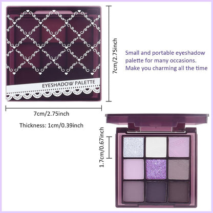 ORANOT 9Colors Eye Shadow Palettes Makeup,Dark Purple Plum Lavender Mauve Black Smoky Eyeshadow Palette for Older Women Natural Powde Eye Shadows Waterproof Long Lasting Naturing-Looking