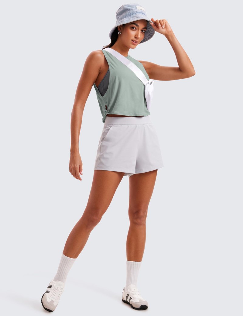 CRZ YOGA Pima Cotton Large Armhole Tank Tops for Women - Workout Sport Athletic Yoga Running Gym Loose Crop Sleeveless Shirts Jade Grey Large