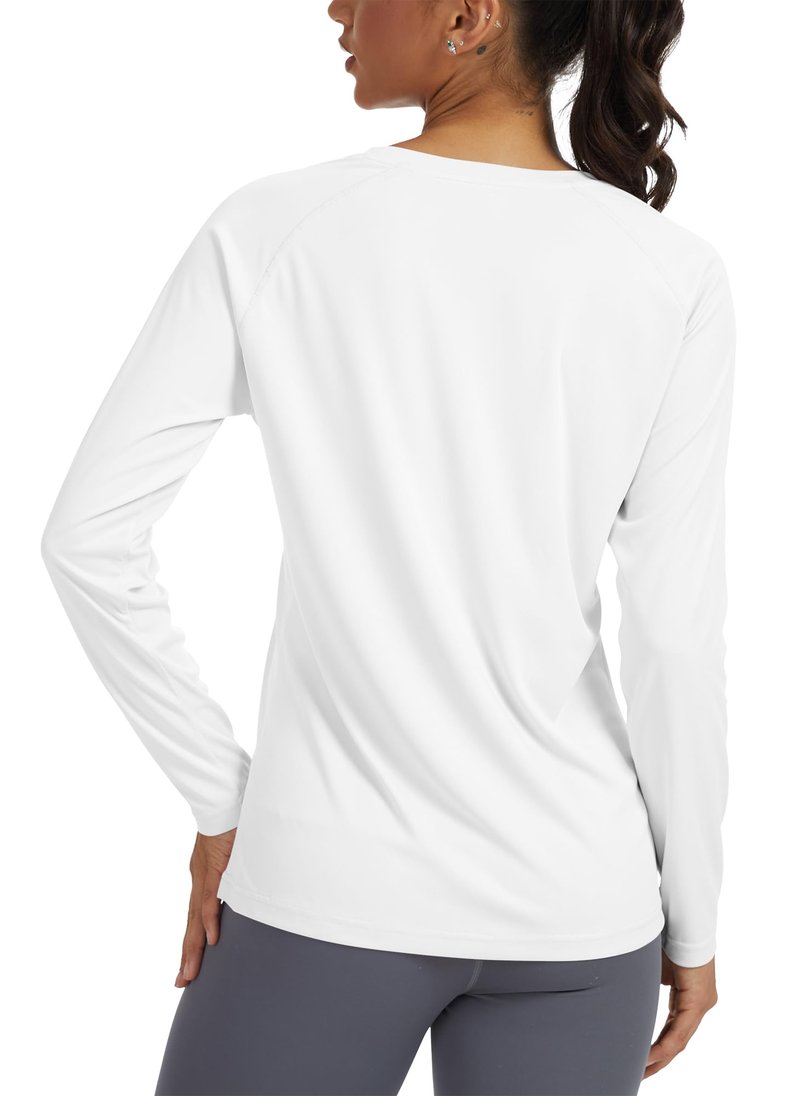 PLUMZJOY Women's Sun Shirts UPF 50+ Long Sleeve UV Protection Shirt Quick Dry Tops for Workout Hiking Running Rash Guard White S