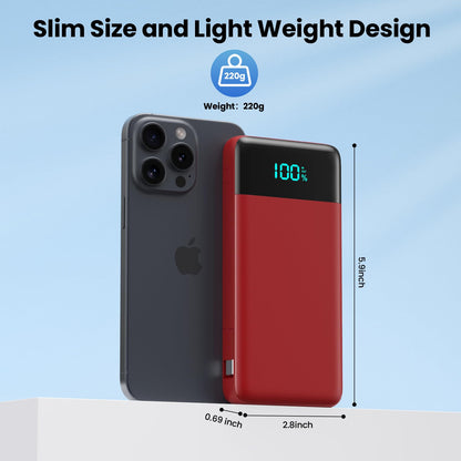 Portable Charger for iPhone with Built in Cables and Wall Plug,Upgraded 13800mAh Fast Charging USB C Power Bank,4 Outputs Travel Essential Battery Pack Compatible with iPhone 15/14/13,Samsung-Purple