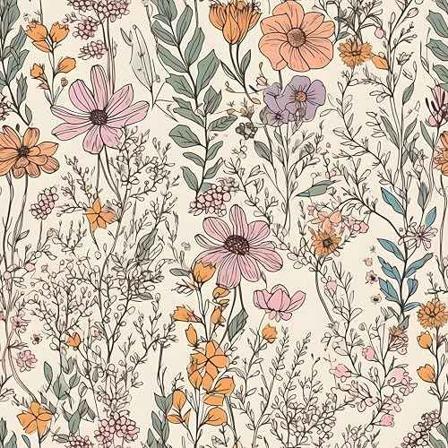 Peel and Stick Wallpaper, Vintage Floral Wallpaper, Self-Adhesive Wall Paper for Kitchen Bedroom Bathroom Wall Cabinets Drawer Liners,17.3"x78.7"Vinyl Waterproof Contact Paper,US01-2