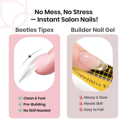 Beetles Tipex Instant Apex Nail Tips Halloween Nails, Stiletto Medium, 192pcs 16 Sizes, Pre-Building Pre-Etched Strong Thicker Strong Acrylic Tips