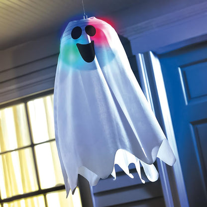 Halloween White Light-Up Ghost Fabric Decoration - 18"x 6" (1 Count) - Ideal Spooky Hanging Decor for Glow-in-the-Dark Parties, Haunted Houses, and Trick-or-Treating Fun