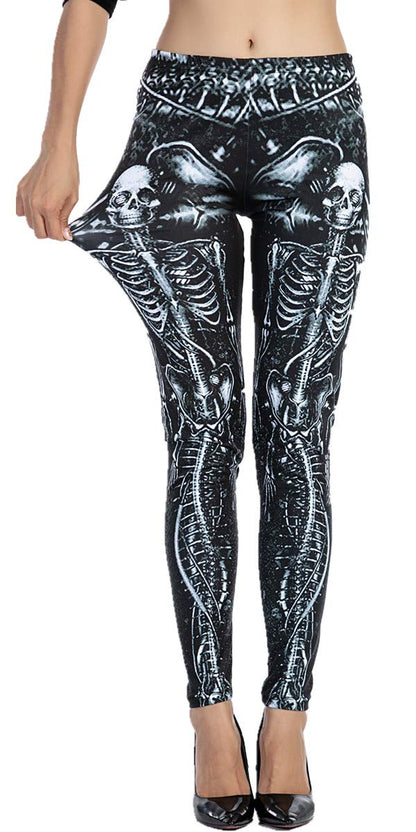 Ndoobiy 80s Outfit Printed Leggings for Women 90s Outfits Womens Women's Girls Leggings Accessories 80 s Outfits Leggins Soft Tights Workout Stretchy Yoga Pants Funky 80's Neon M1-Skeleton70-2