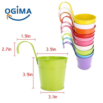 OGIMA 10 x Metal Iron Flower Pot Vase Hanging Balcony Garden Planter Home Decor