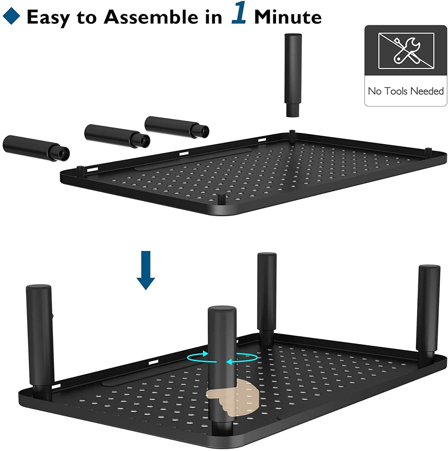 BONTEC 2 Pack 3 Height Adjustable Monitor Stand Riser with Pen Holder, Ergonomic Metal Laptop Stand with Cable Management, Desktop Stand for Computer, Printer, Monitor, Laptop, Black Steel, 14.5 in