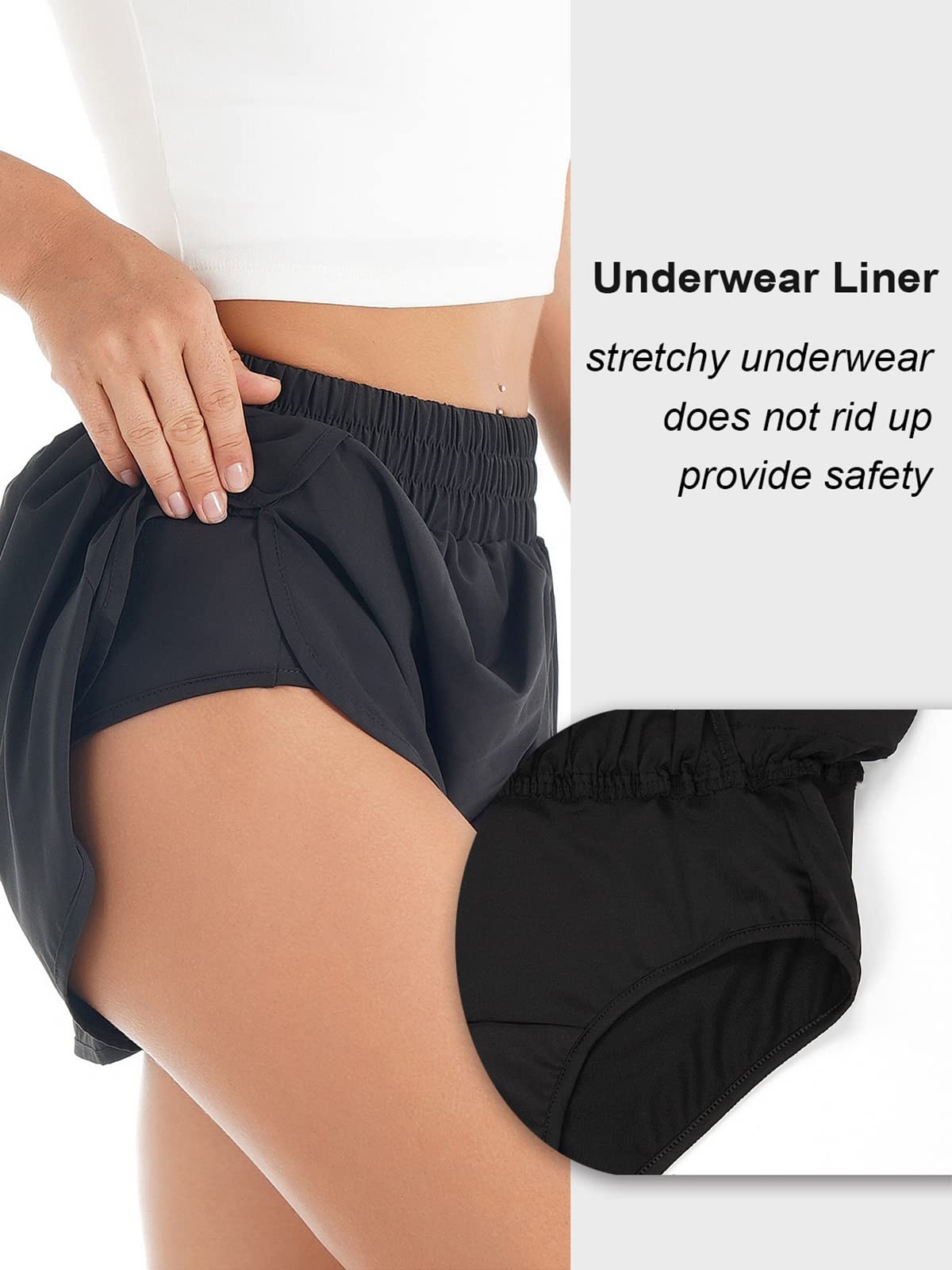 Blooming Jelly Womens Quick-Dry Running Shorts Sport Athletic Active Workout Shorts with Pockets 1.75" (Medium, Black)