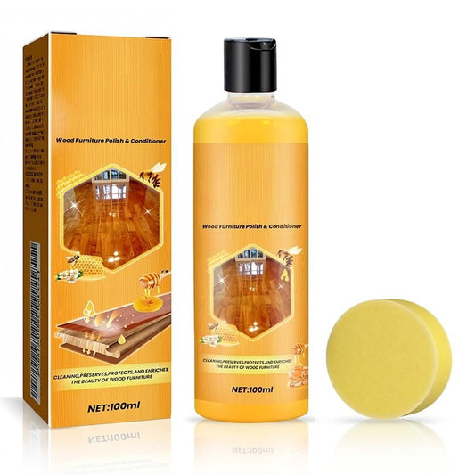 Qeuxv All-in-One Beeswax Furniture Polish & Conditioner - Wood Seasoning Beeswax, Furniture Wax for Wood Polish, Cleaner and Restorer (1 SET)