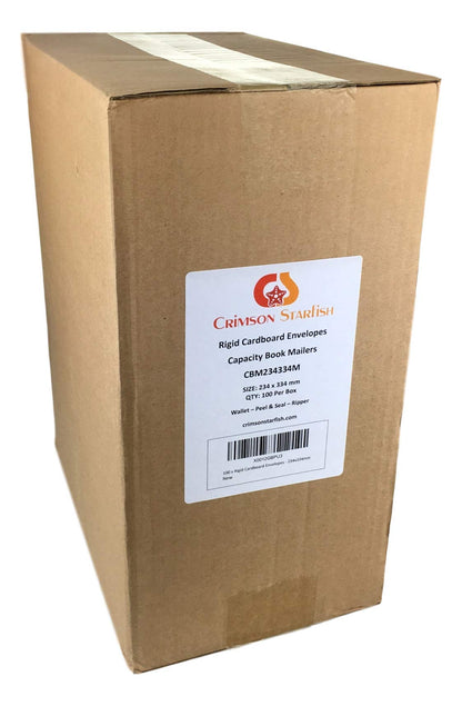 Crimson Starfish Cardboard Envelopes | 100 A4/C4 Peel & Seal Letter Envelopes | 234 x 334 mm Envelopes for Postals | Rip & Strip Open | Card Mailers for Royal Mail Large Letter Posting (PIP)