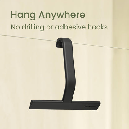 dancemoon JustHang Shower Squeegee for Shower Doors, All-one-Piece Silicone with Built-in Hook Design for Easy Hanging and Cleaning, 25 cm, Black